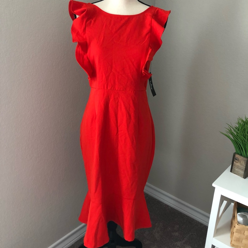 Lulu red midi dress